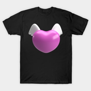 The pink heart and white wing for valentine or love concept 3d rendering T-Shirt